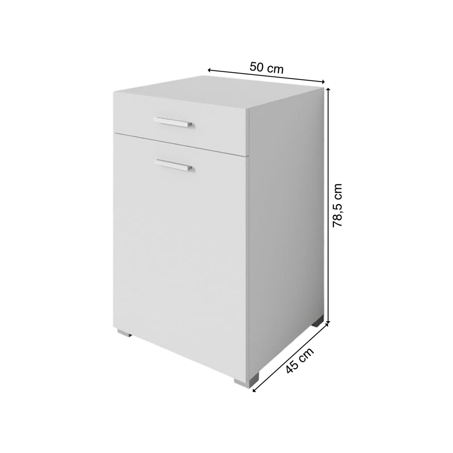 Wäscheschrank | Weiß | 50x78,5x45cm | Wäschekorb | Badmöbel | Wäschesammler