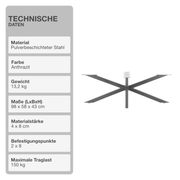 Tischgestell | Anthrazit | 98x58x43cm | Spider | Kreuzgestell | Tischkufen