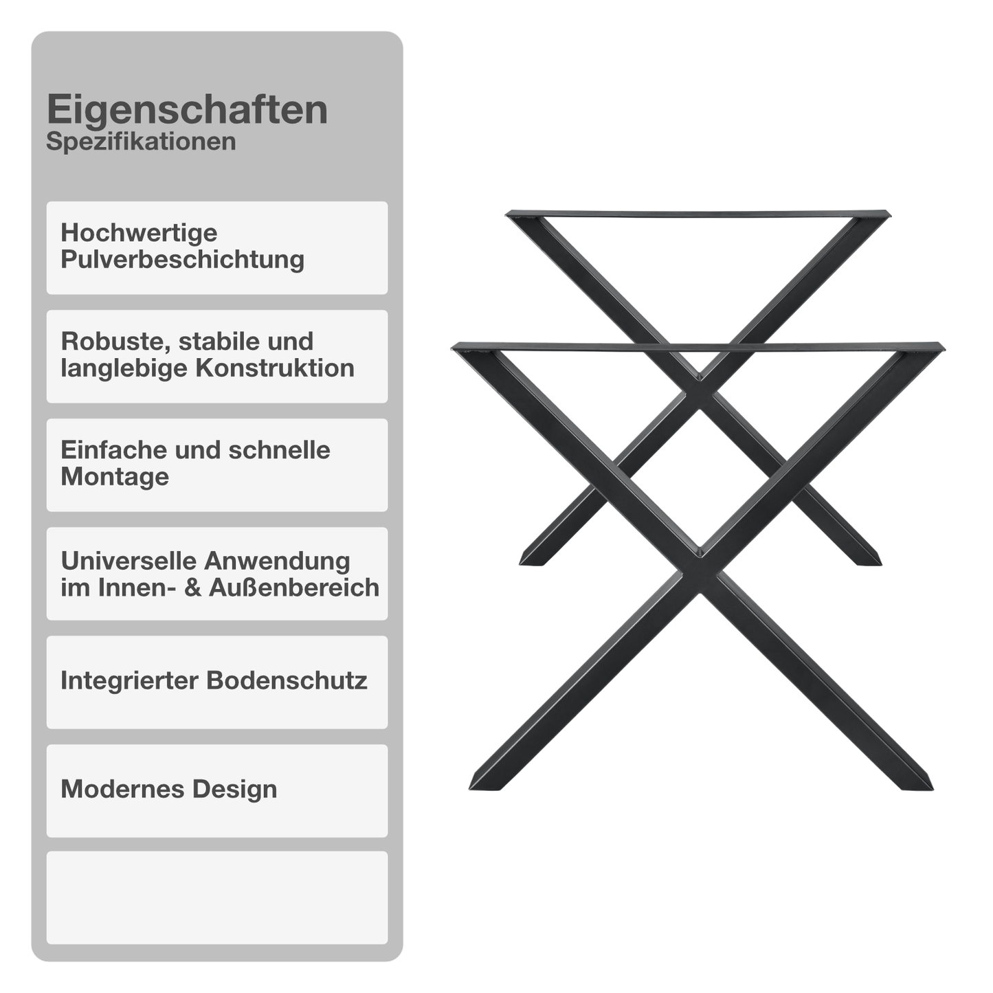 Tischgestell | Schwarz | X-Design | 60x72cm | X-Design | Kreuzgestell