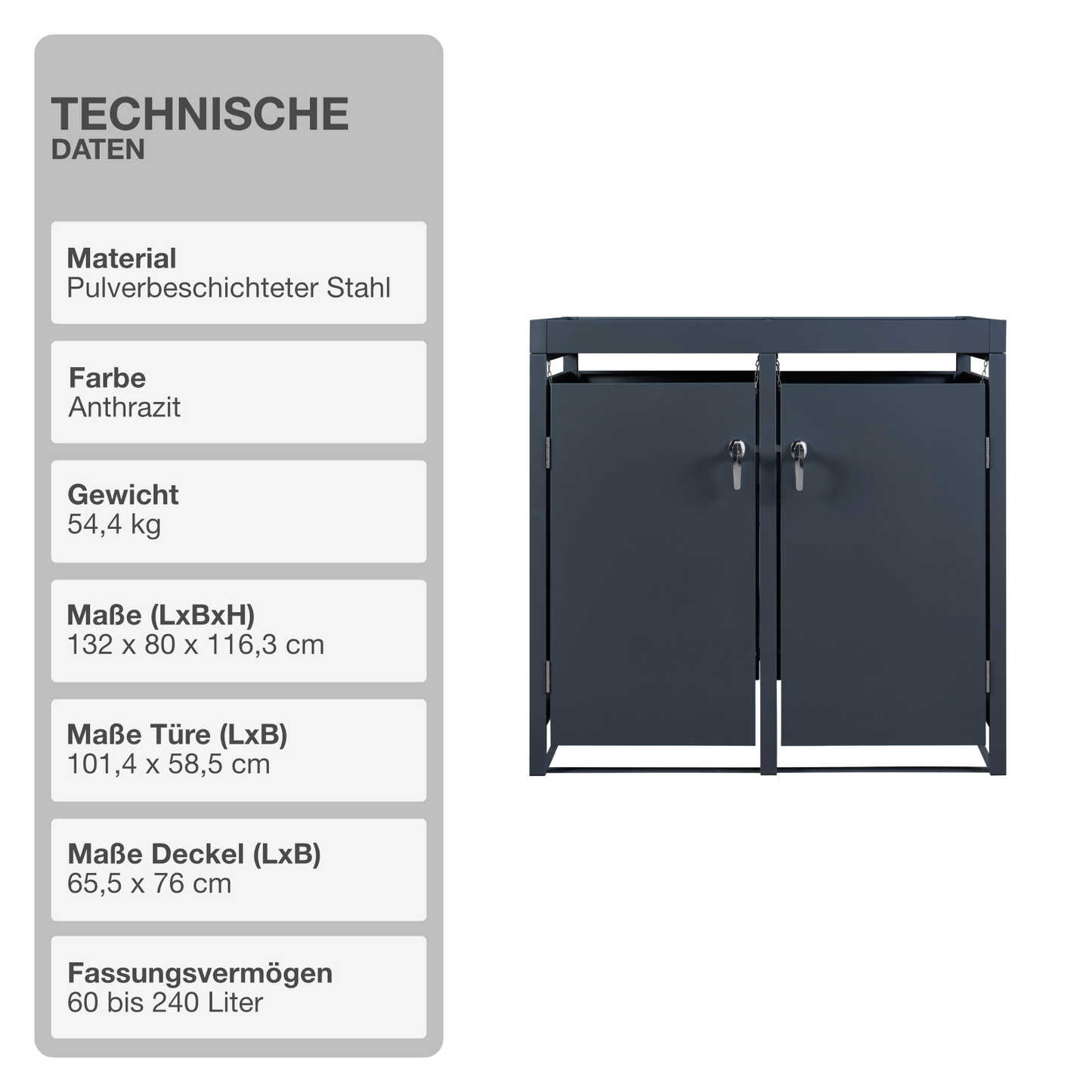 Mülltonnenboxen | Anthrazit | bis 240L | 2 Tonnen | Trennsystem | Blumenbeett