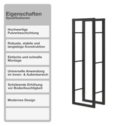 Kaminholzregal | Stahl | Schwarz | 40x150x25cm | Feuerholzregal | Brennholz