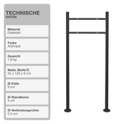 Briefkastenhalterung | Edelstahl | Anthrazit | 55x120x9cm | Standfuß | Rund