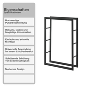 Kaminholzregal | Stahl | Schwarz | 80x100x25cm | Feuerholzregal | Brennholz