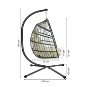 Hängeschaukel | Rattan-Optik | Khaki | Hängekorb | Hängesessel | Kissen