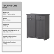 Wäscheschrank | Dunkelgrau | Landhaus | 75x90x37cm | Badmöbel | Wäschetruhe