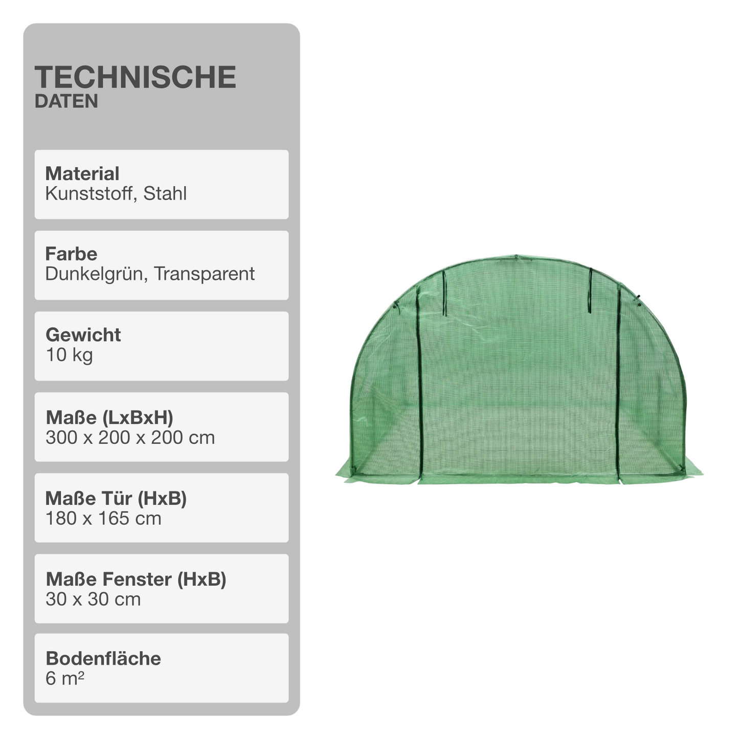 Gewächshaus | PE-Gitterfolie | 3x2m | Gartenhaus | Pflanzenhaus | Frühbeet