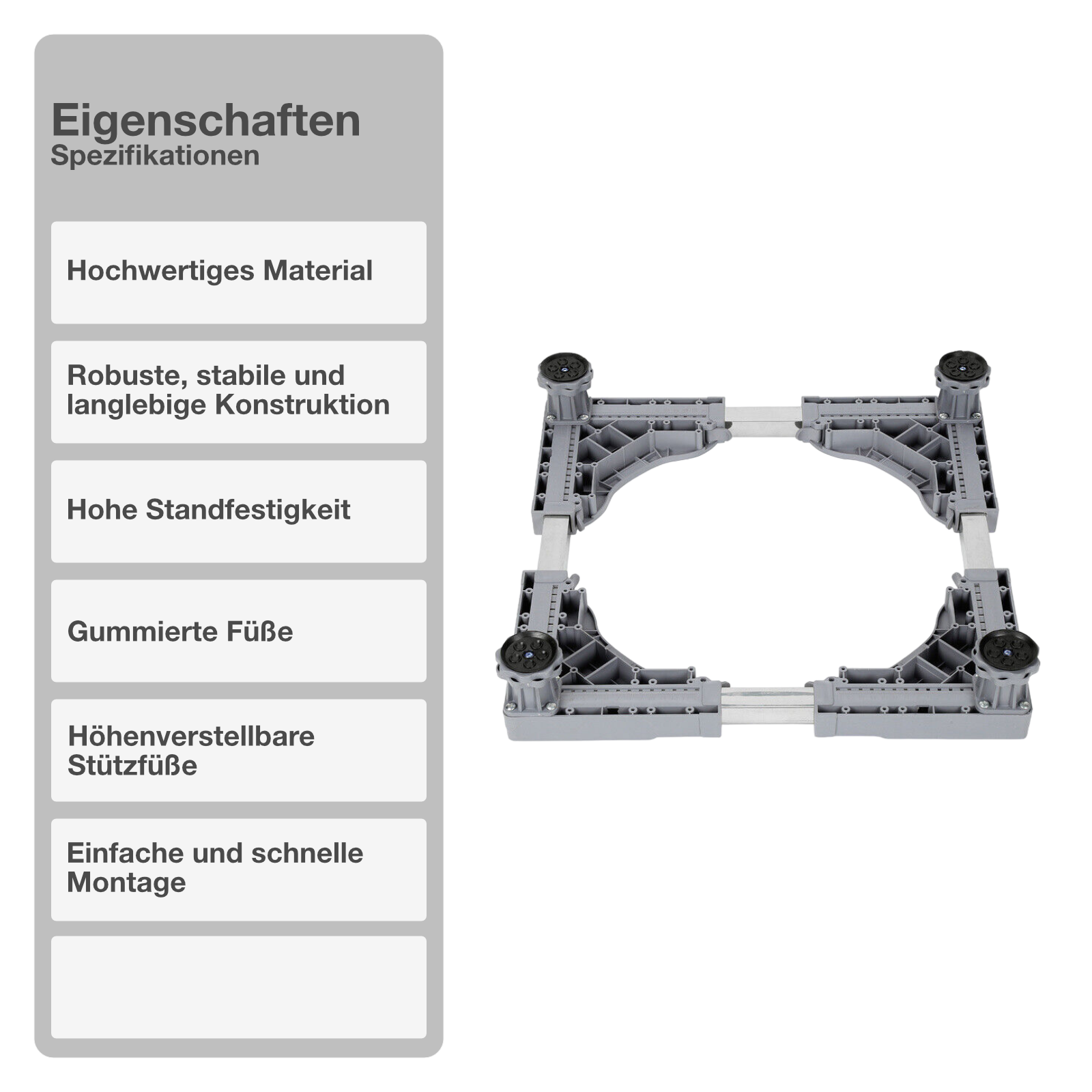 Untergestell für Waschmaschine | Höhenverstellbar | ohne Rollen | 55-78cm