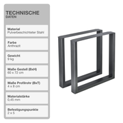 Tischgestell | 2 Stück | Anthrazit | 60x72cm | Tischbeine | Untergestell