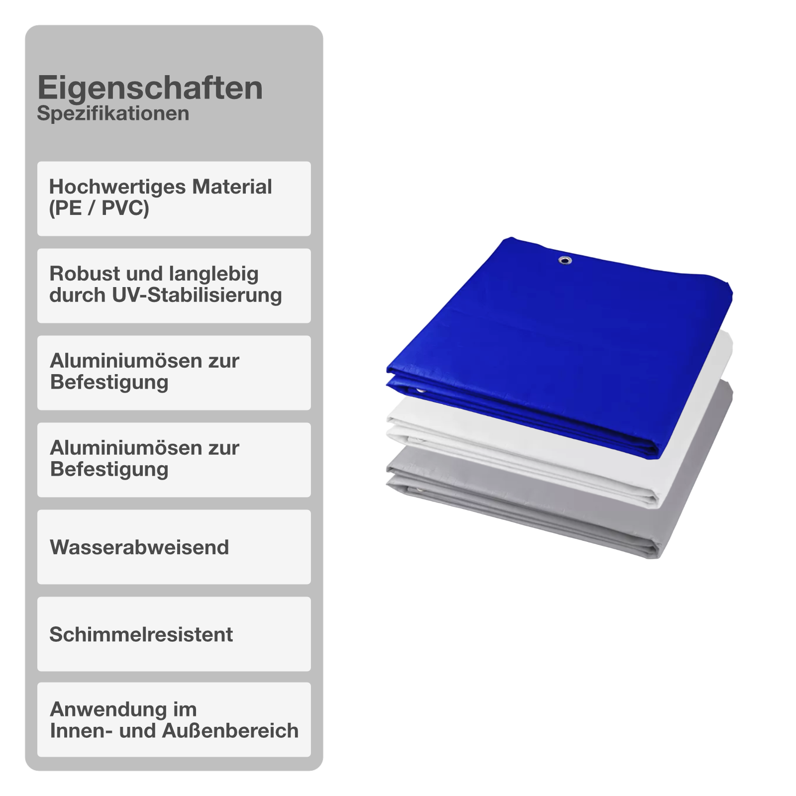 Abdeckplane | Polyethylen | Blau | 180 g/m2 | 8x10m | Gewebeplane | Schutz