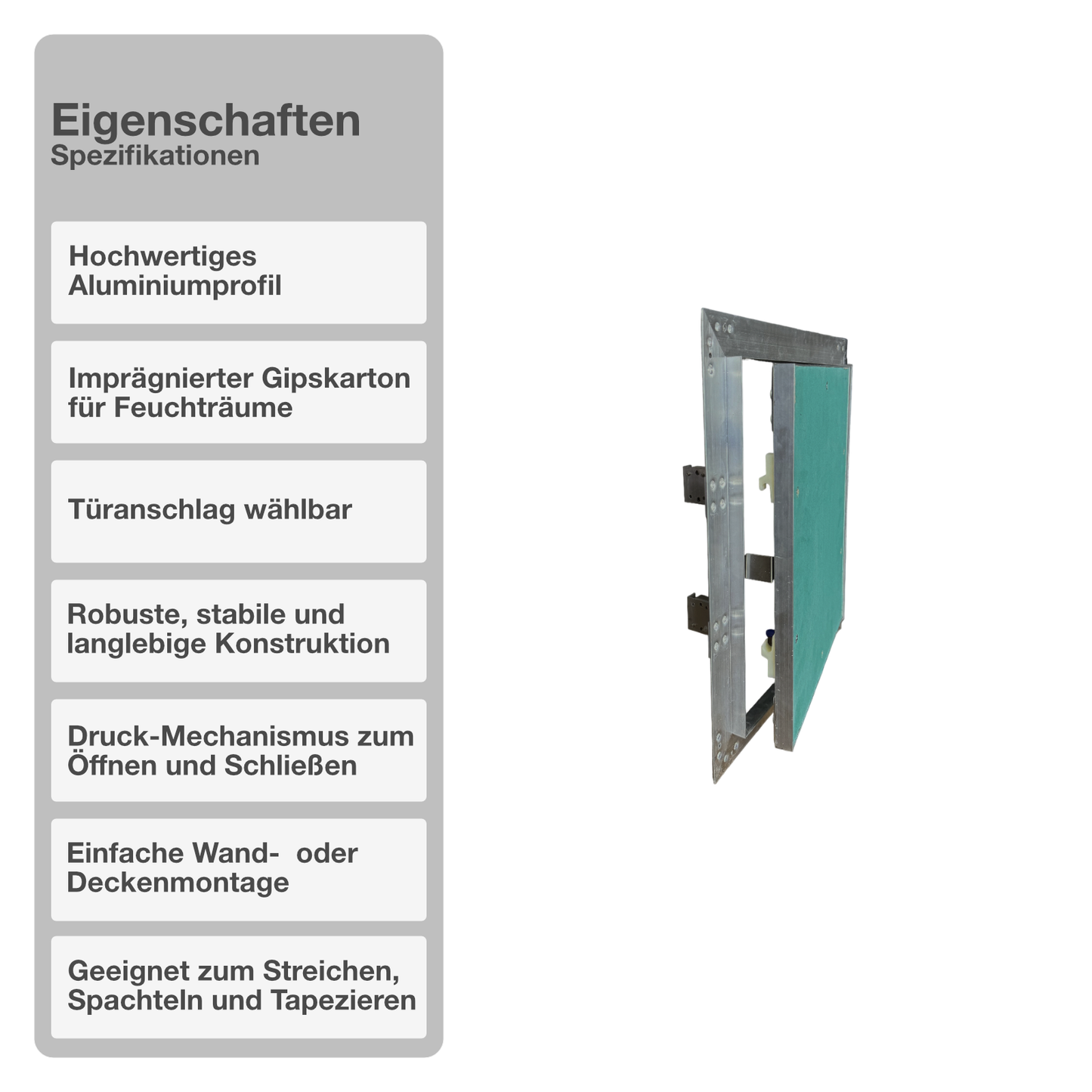 Revisionsklappe | Imprägnierter Gipskarton | 60x60cm | Wartung | Feuchtraum