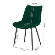 Wohn- und Esszimmerstuhl | 2 Stück | Samtbezug | Dunkelgrün | Küchenstuhl