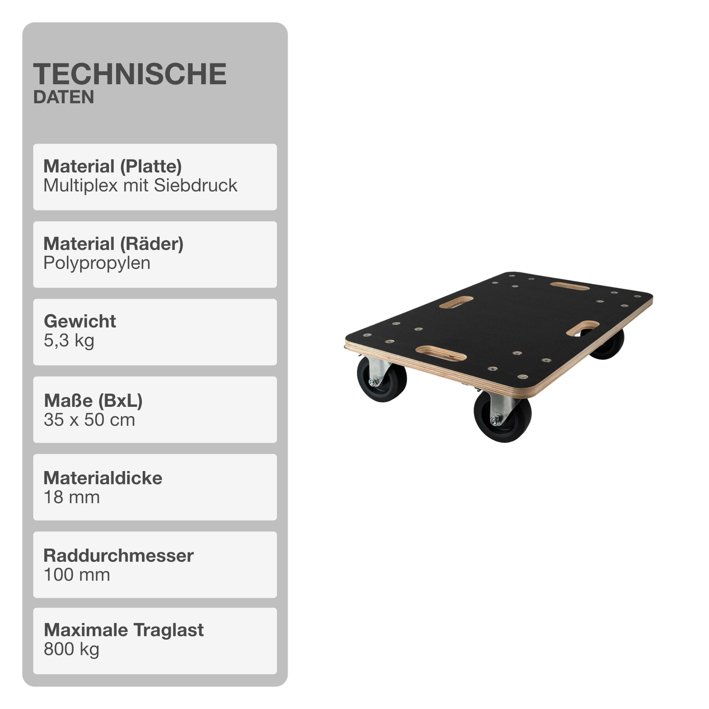 Möbelroller | 35x50cm | Transportroller | Rollbrett | Umzugshelfer | Bremsen