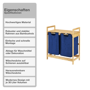 Wäschekorb | Bambus | Dunkelblau | 2x30L | Wäschesammler | Wäschesortierer