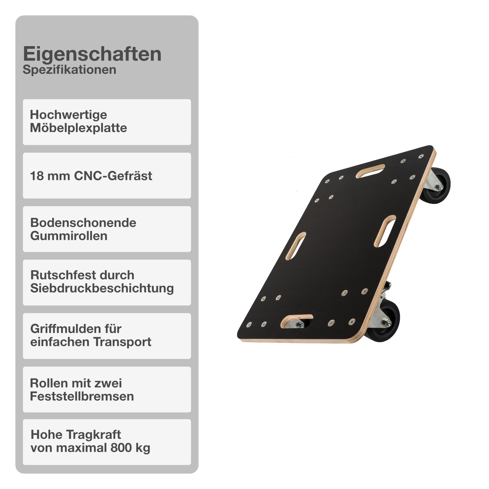 Möbelroller | 60x80cm | Transportroller | Rollbrett | Umzugshelfer | Bremsen