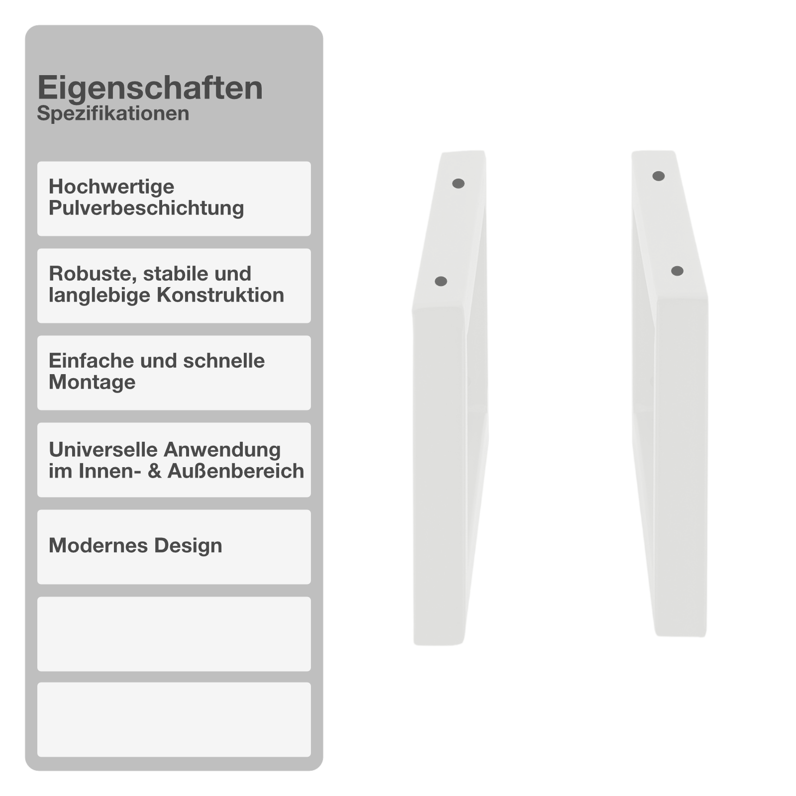 Wandkonsole | 2 Stück | Weiß | 300x150mm | Konsolenträger | Wandhalterung | Rechteckig