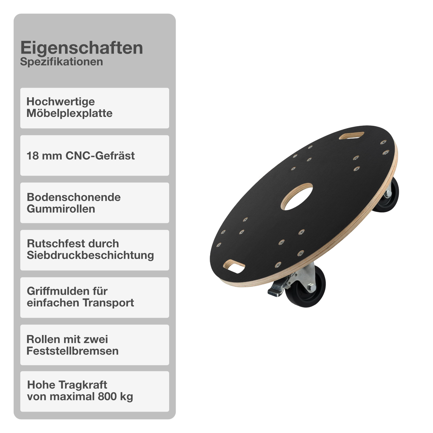 Möbelroller | ø 57cm | Transportroller | Umzugshelfer | Rollbrett | Bremsen