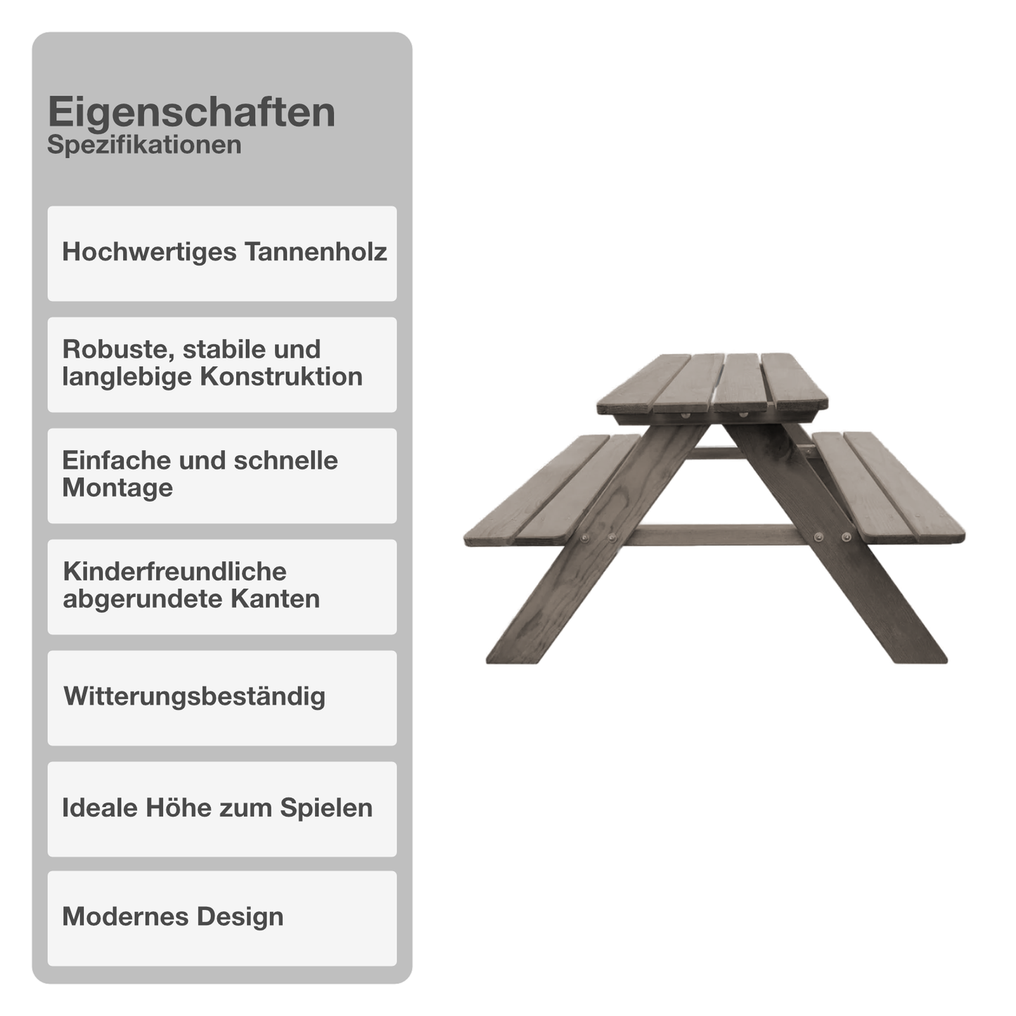 Sitzgarnitur | Holz | Grau | Picknickbank | Kinderbank | Kindersitzgruppe