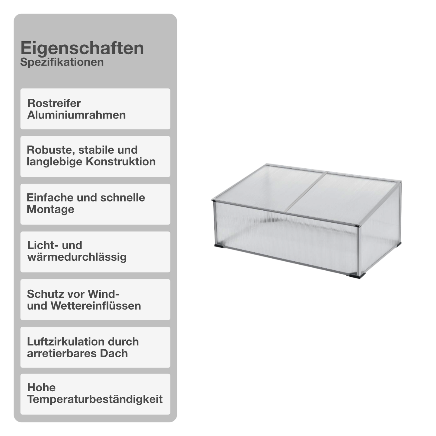 Frühbeet | Aluminium | 100x60x40cm | Beetkasten | Gewächshaus | Treibhaus