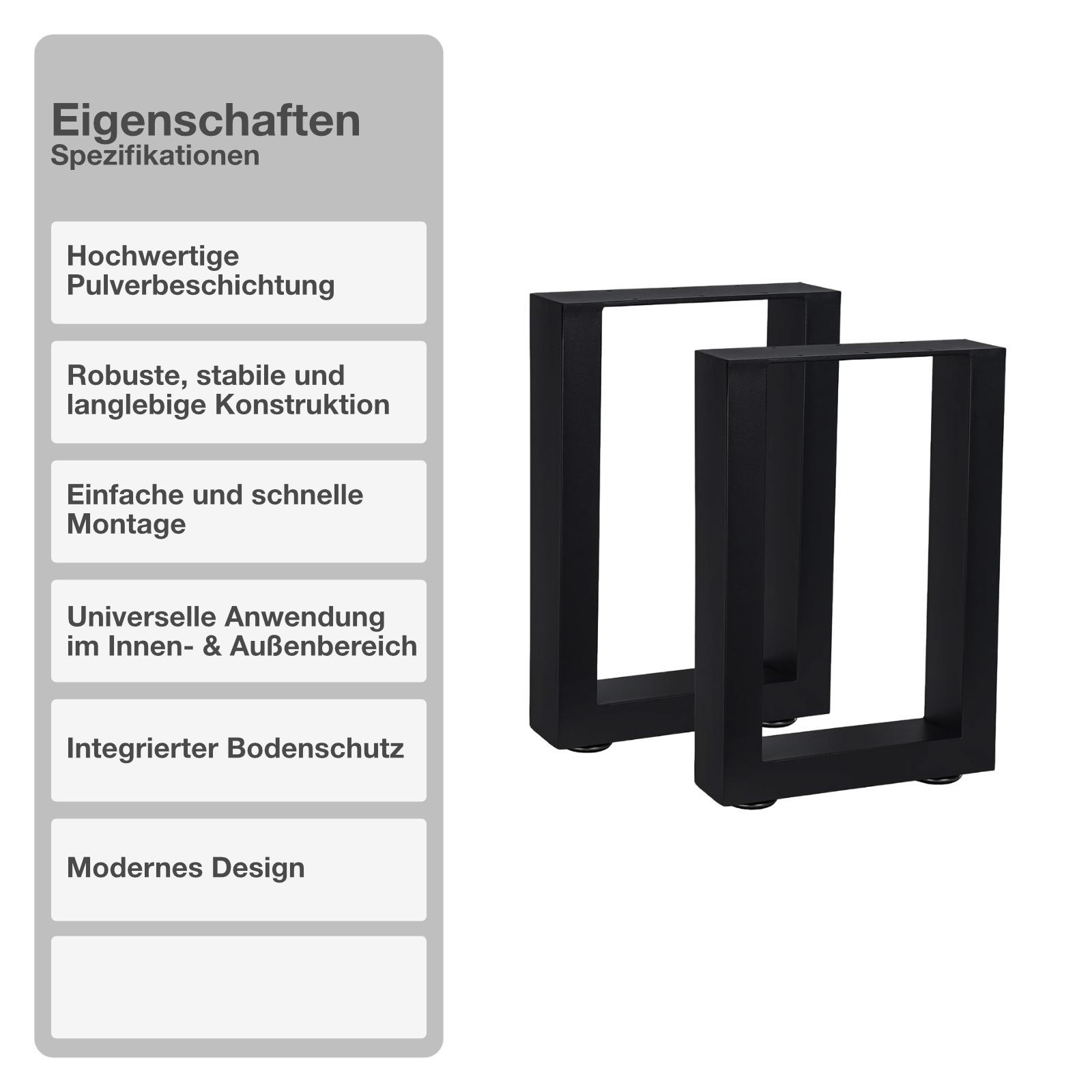 Tischgestell | 2 Stück | Schwarz | 30x43cm | Tischbein | Gestell | Kufen