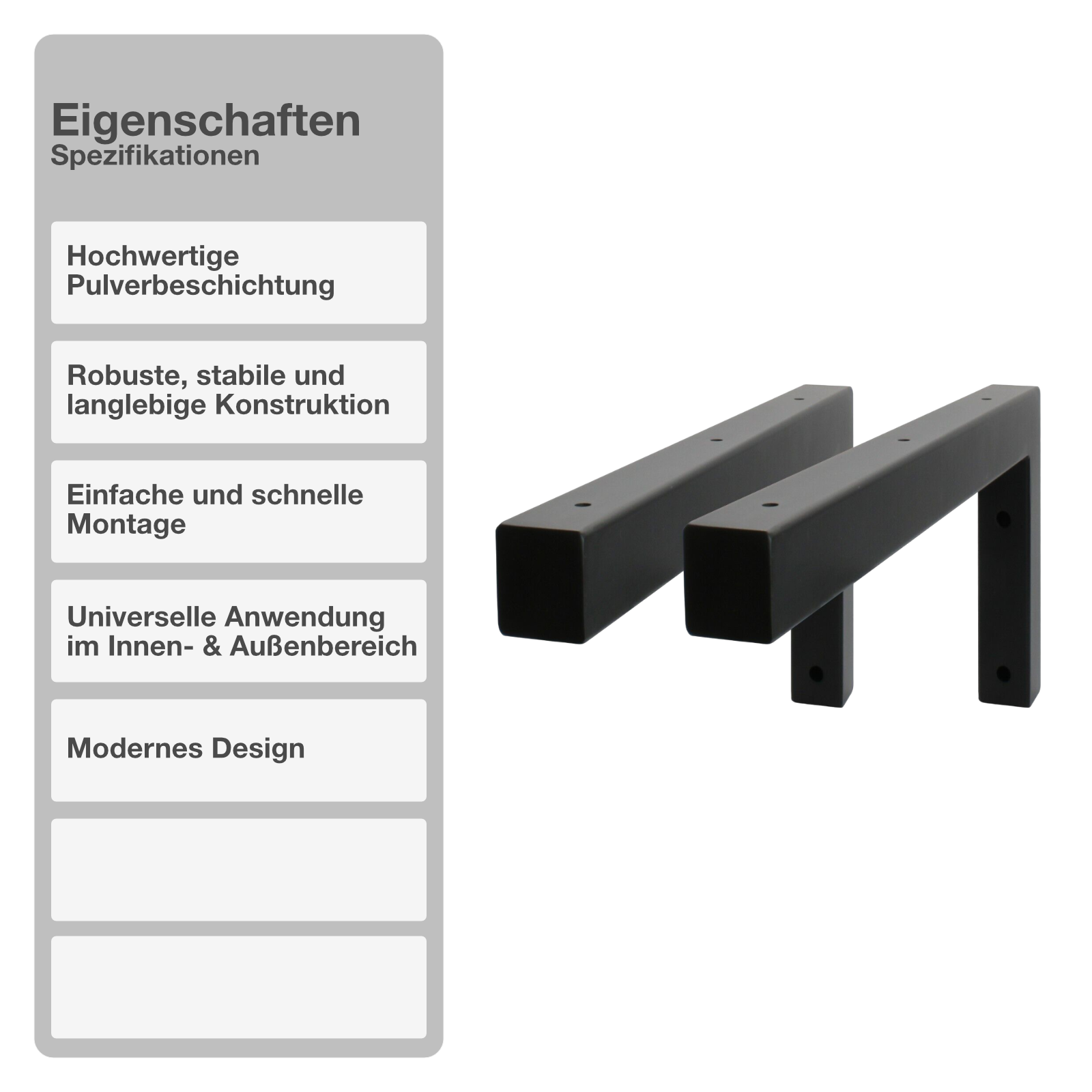 Wandkonsole | 2 Stück | Schwarz | 350x150mm | Konsolenträger | Wandhalterung | L-Form