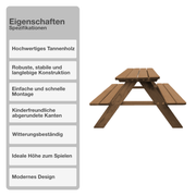 Sitzgarnitur | Holz | Braun | Picknickbank | Kinderbank | Kindersitzgruppe