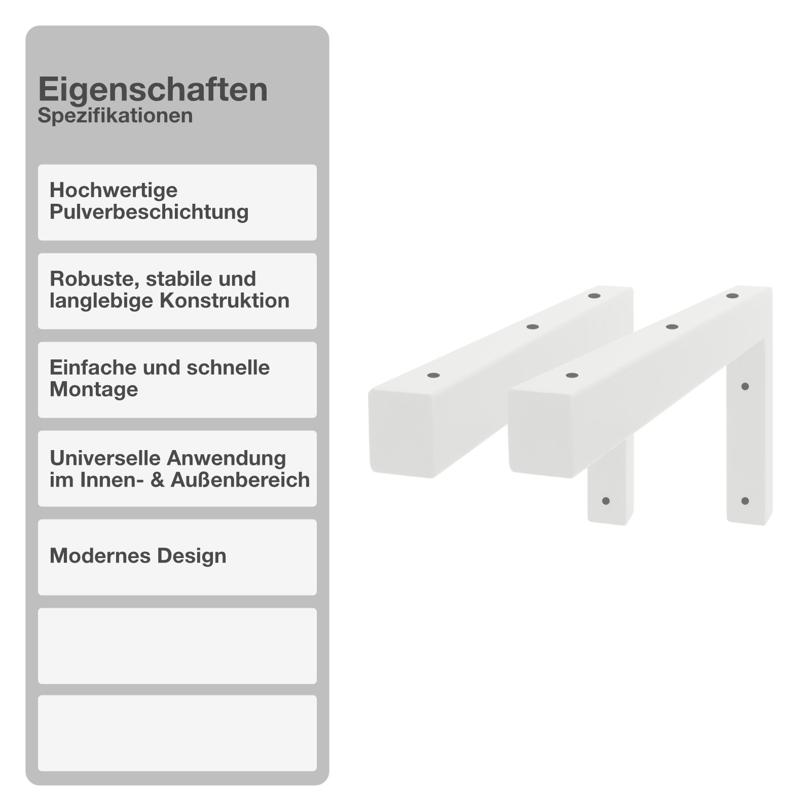 Wandkonsole | 2 Stück | Weiß | 300x150mm | Konsolenträger | Wandhalterung