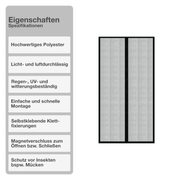 Fliegengitter | Polyester | 100x210cm | Magnetverschluss | Klebemontage