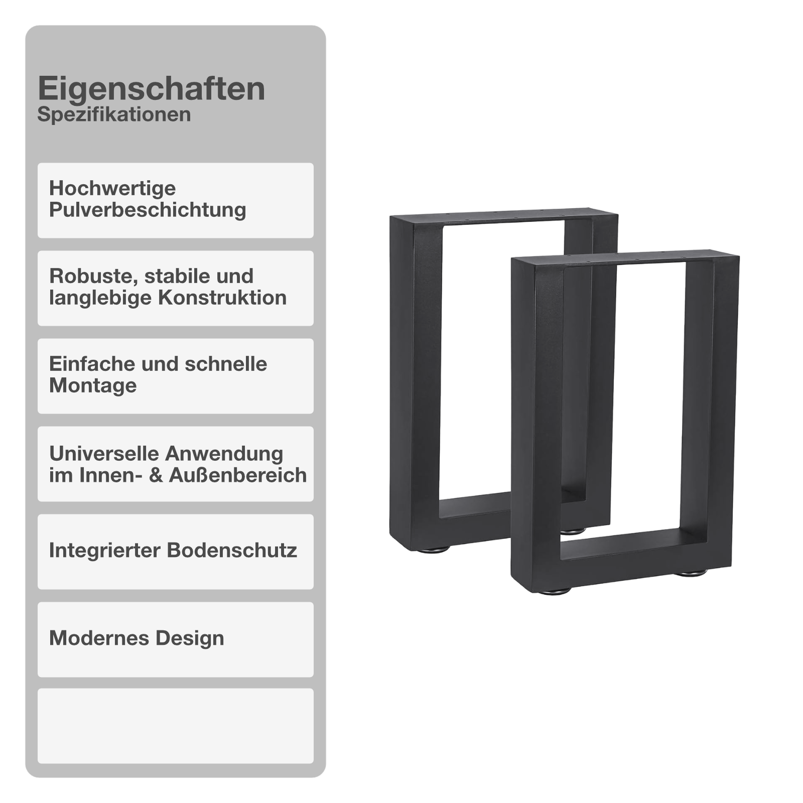 Tischgestell | 2 Stück | Anthrazit | 30x43cm | Tischbein | Gestell | Kufen