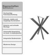 Tischgestell | Anthrazit | 85x85x71cm | Spider | Kreuzgestell | Tischkufen