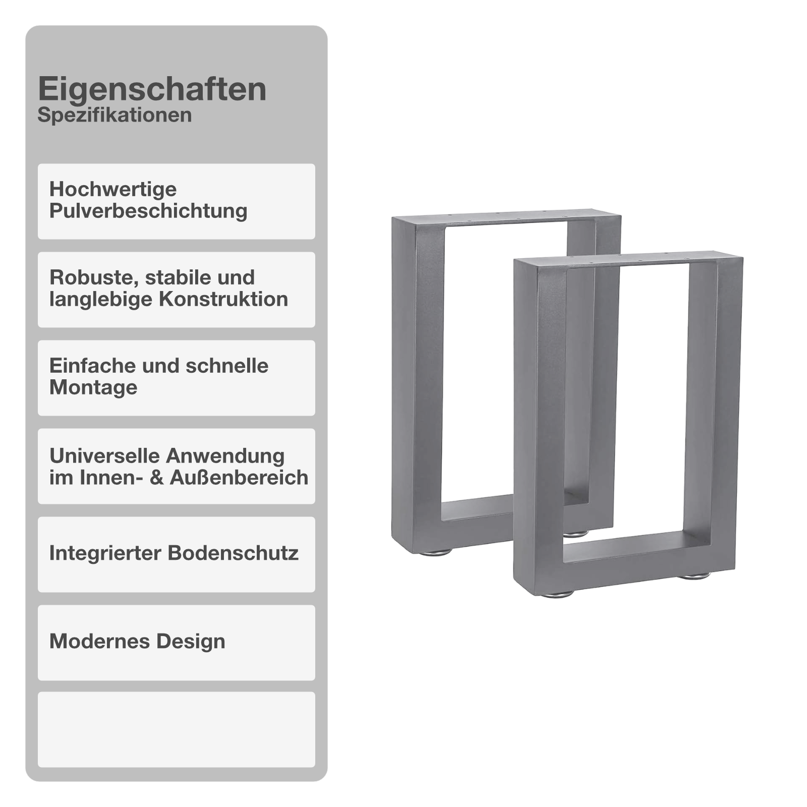 Tischgestell | 2 Stück | Grau | 30x43cm | Tischbein | Gestell | Kufen