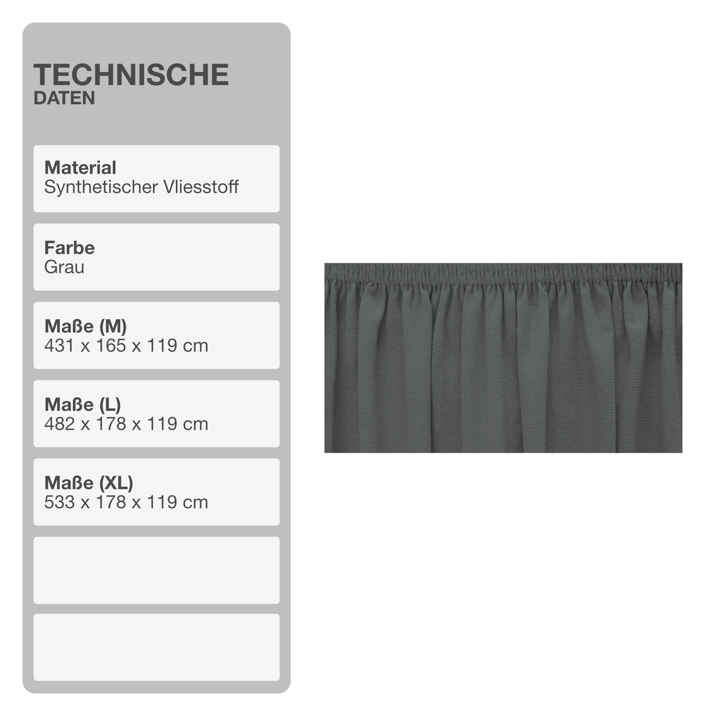 Ganzgarage | Stretch-Soft-Satin | Grau | M | 431x165x119cm | Schutzdecke