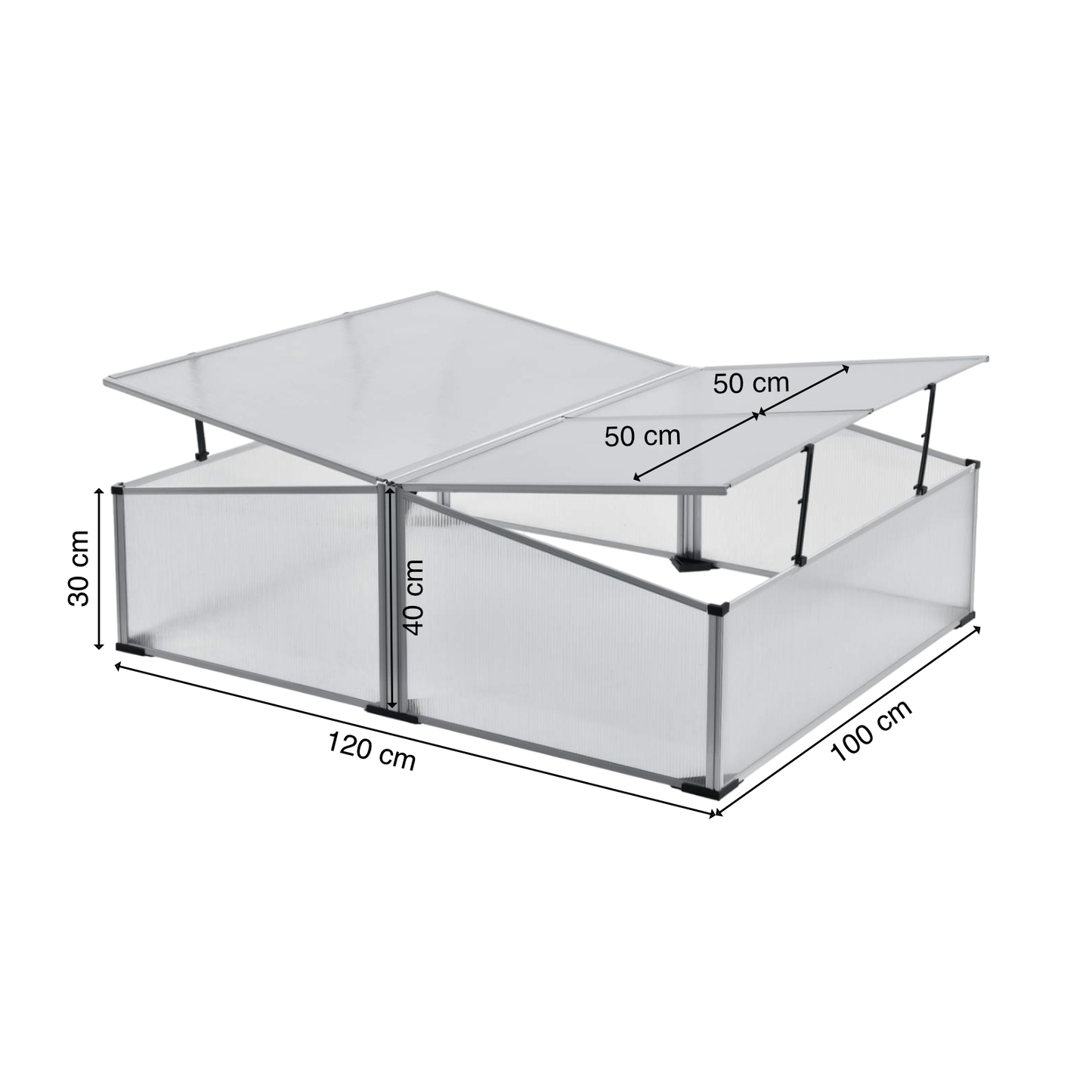 Frühbeet | Aluminium | 100x120x40cm | Beetkasten | Gewächshaus | Treibhaus