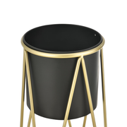 Blumenständer mit Übertopf | Stahl | Schwarz-Gold | Set mit 2 Höhen