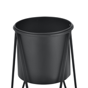 Blumenständer mit Übertopf | Stahl | Schwarz | Set mit 2 Höhen