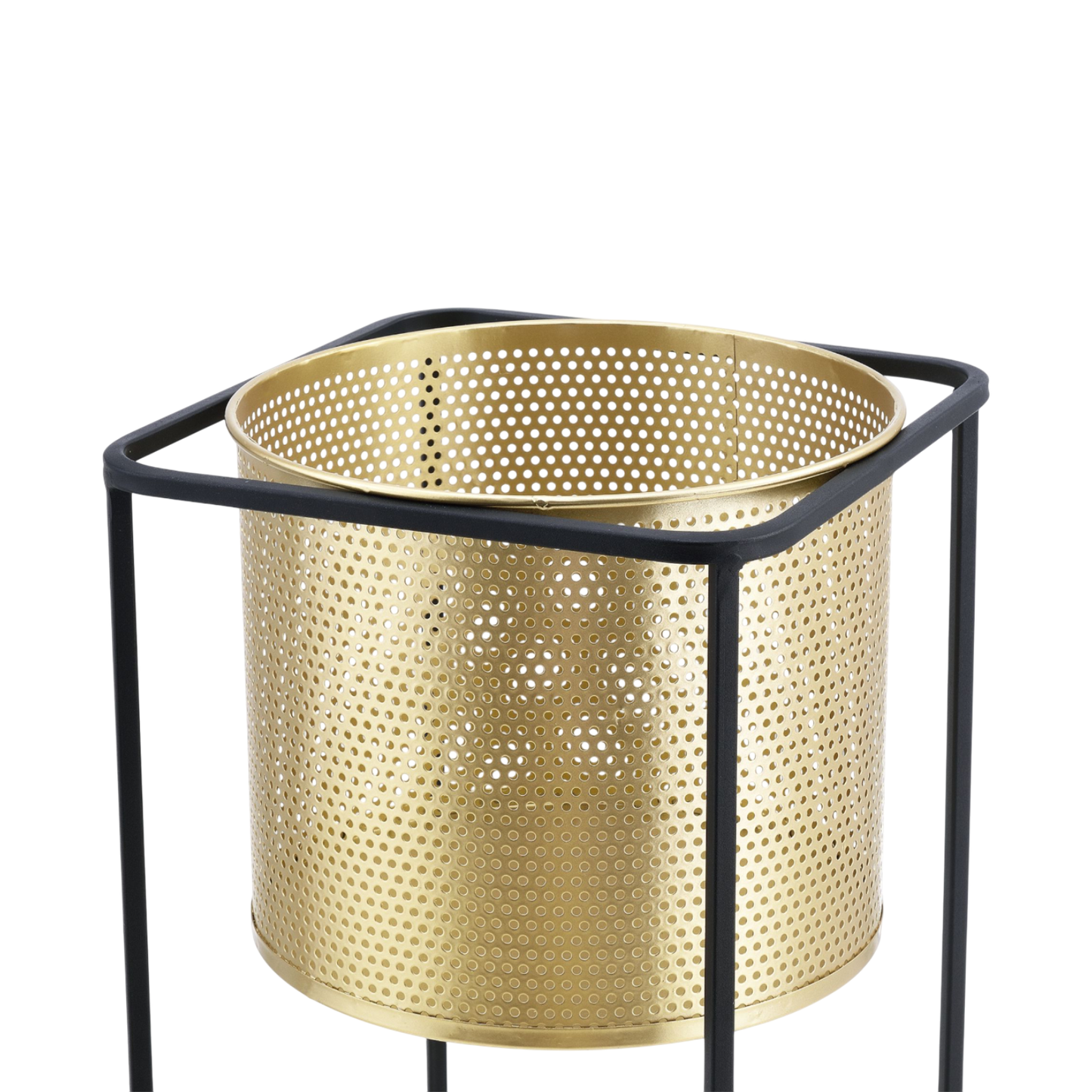 Blumenständer mit Übertopf | Stahl | Schwarz-Gold | Set mit 2 Höhen
