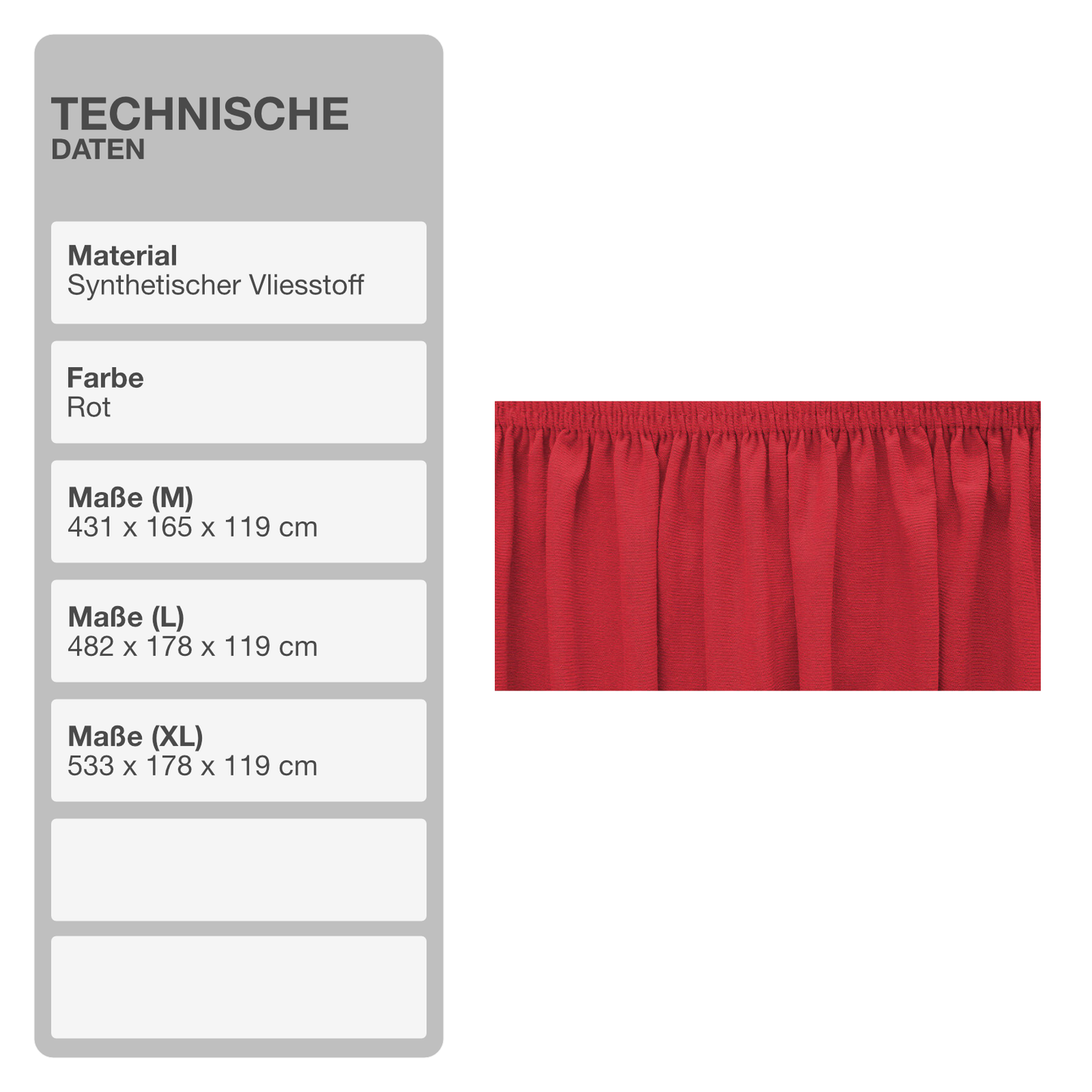 Ganzgarage | Stretch-Soft-Satin | Rot | M | 431x165x119cm | Schutzdecke