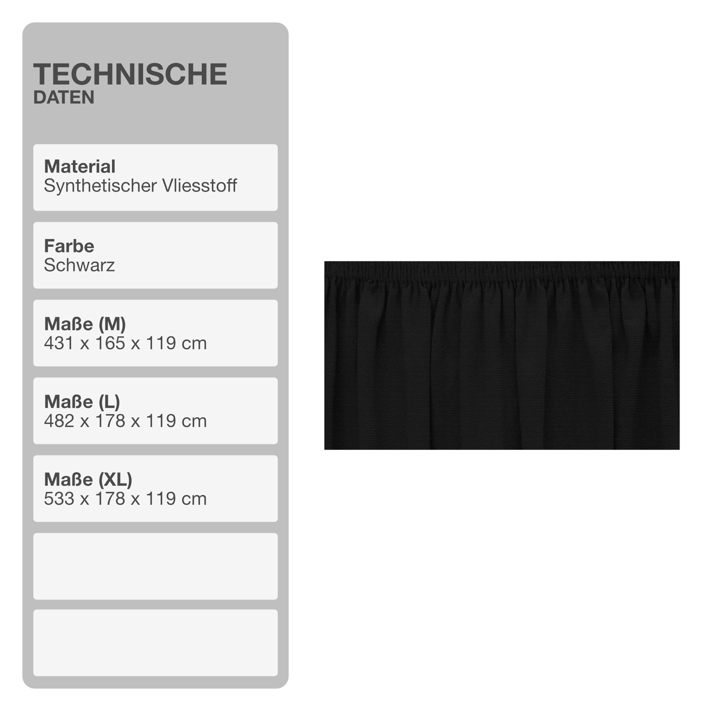 Ganzgarage | Stretch-Soft-Satin | Schwarz | M | 431x165x119cm | Schutzdecke