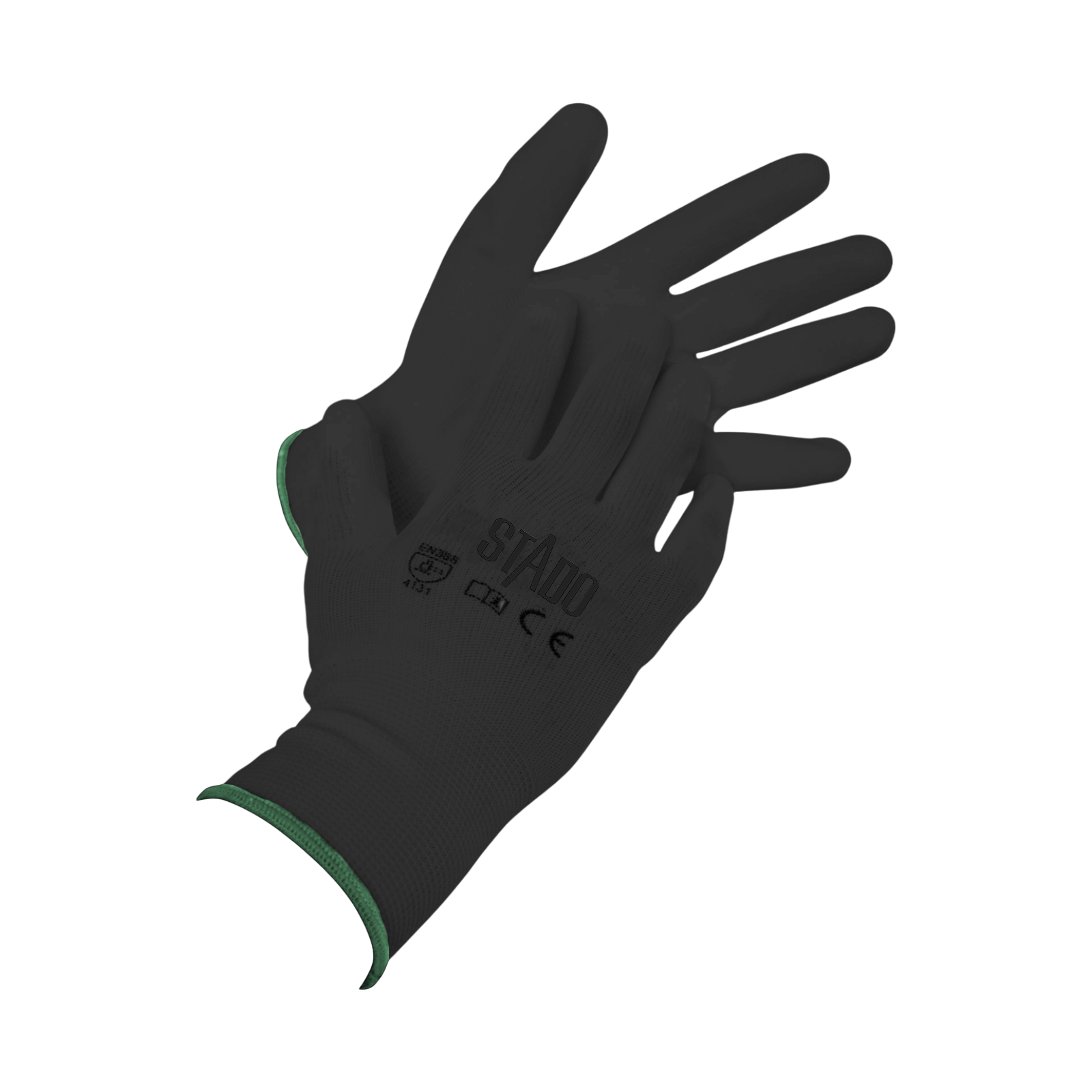 Arbeitshandschuhe | Nylon | PU-Beschichtung | 12 Paar | XXL | Schwarz