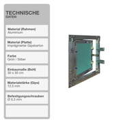 Revisionsklappe | Imprägnierter Gipskarton | 30x30cm | Wartung | Feuchtraum