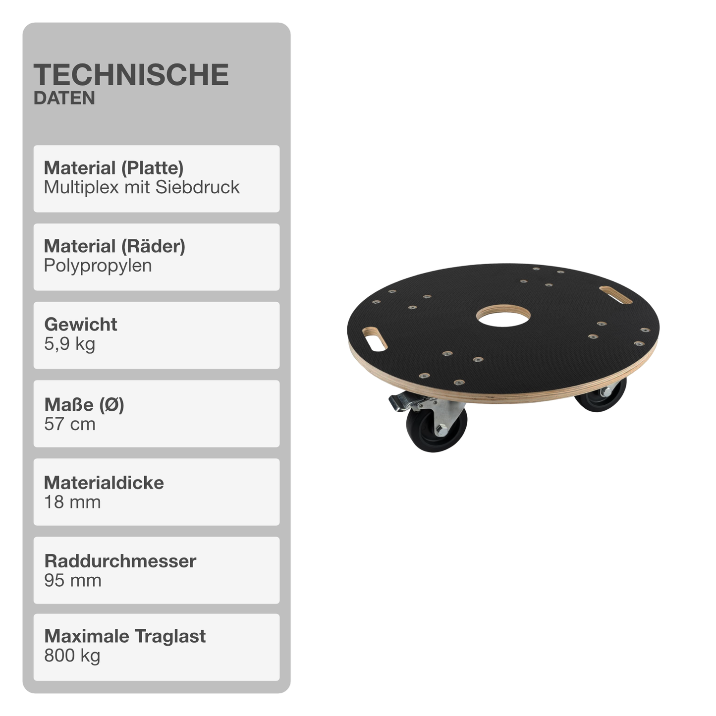 Möbelroller | ø 57cm | Transportroller | Umzugshelfer | Rollbrett | Bremsen