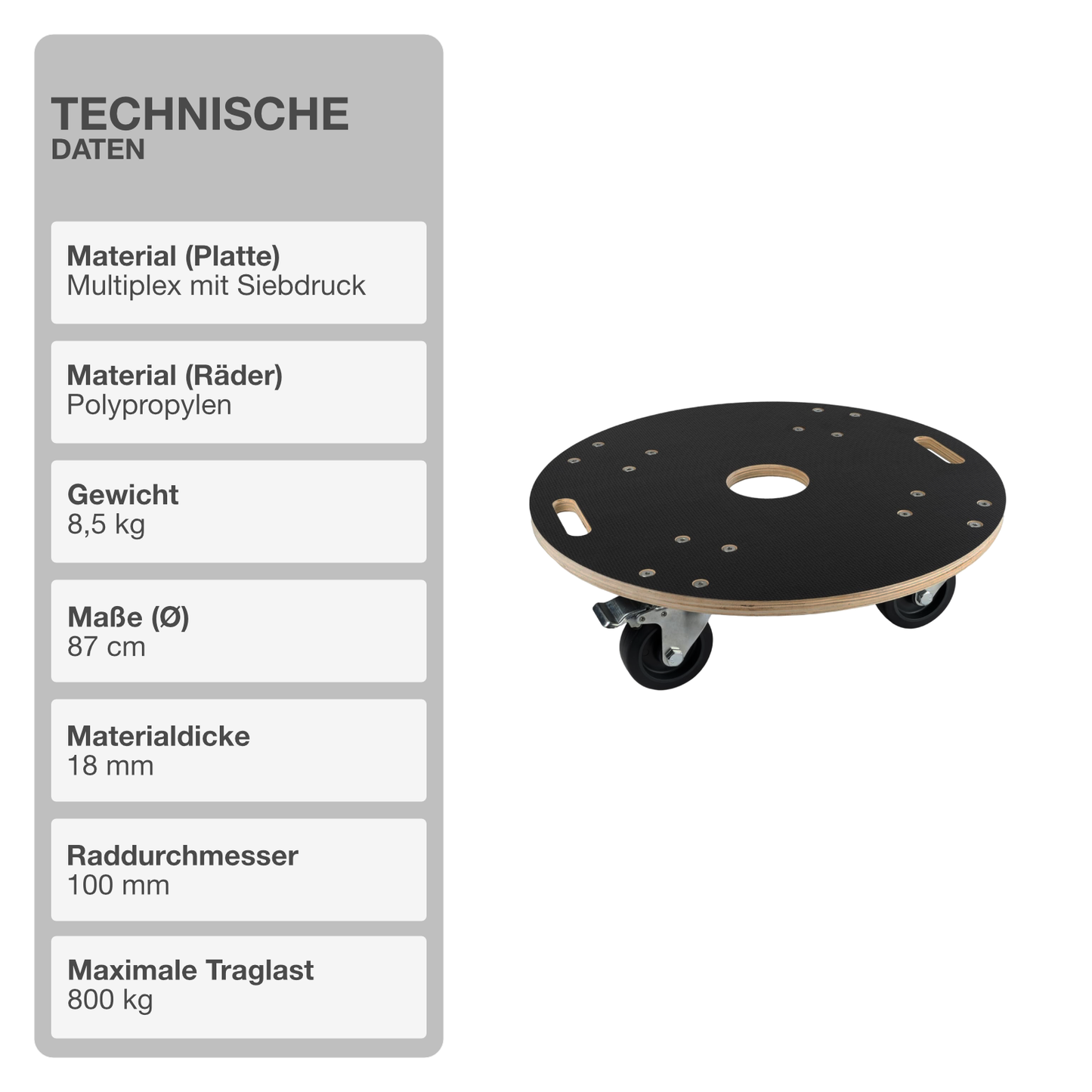 Möbelroller | ø 87cm | Transportroller | Umzugshelfer | Rollbrett | Bremsen