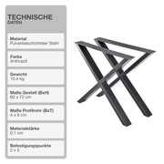 Tischgestell | Anthrazit | X-Design | 60x72cm | X-Design | Kreuzgestell