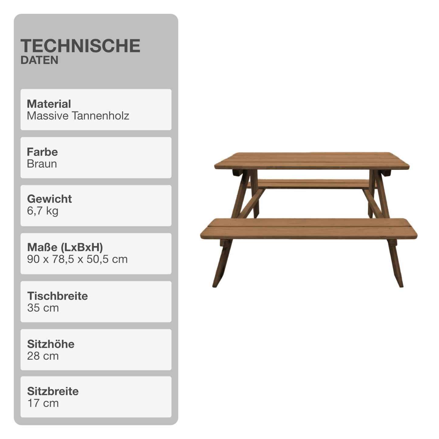 Sitzgarnitur | Holz | Braun | Picknickbank | Kinderbank | Kindersitzgruppe