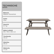 Sitzgarnitur | Holz | Grau | Picknickbank | Kinderbank | Kindersitzgruppe
