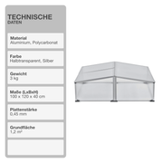 Frühbeet | Aluminium | 100x120x40cm | Beetkasten | Gewächshaus | Treibhaus