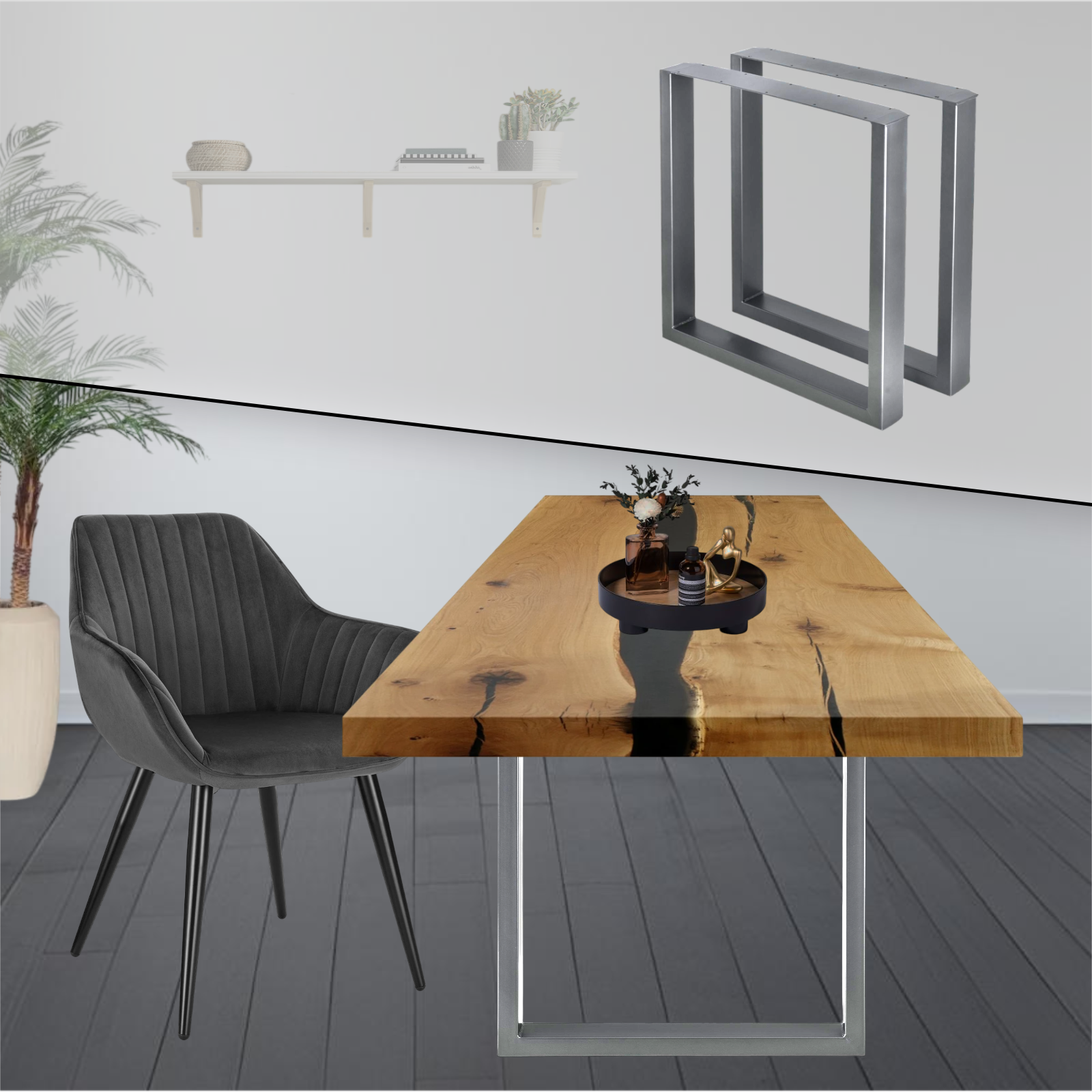 Tischgestell | 2 Stück | Hellgrau | 70x72cm | Tischbeine | Untergestell