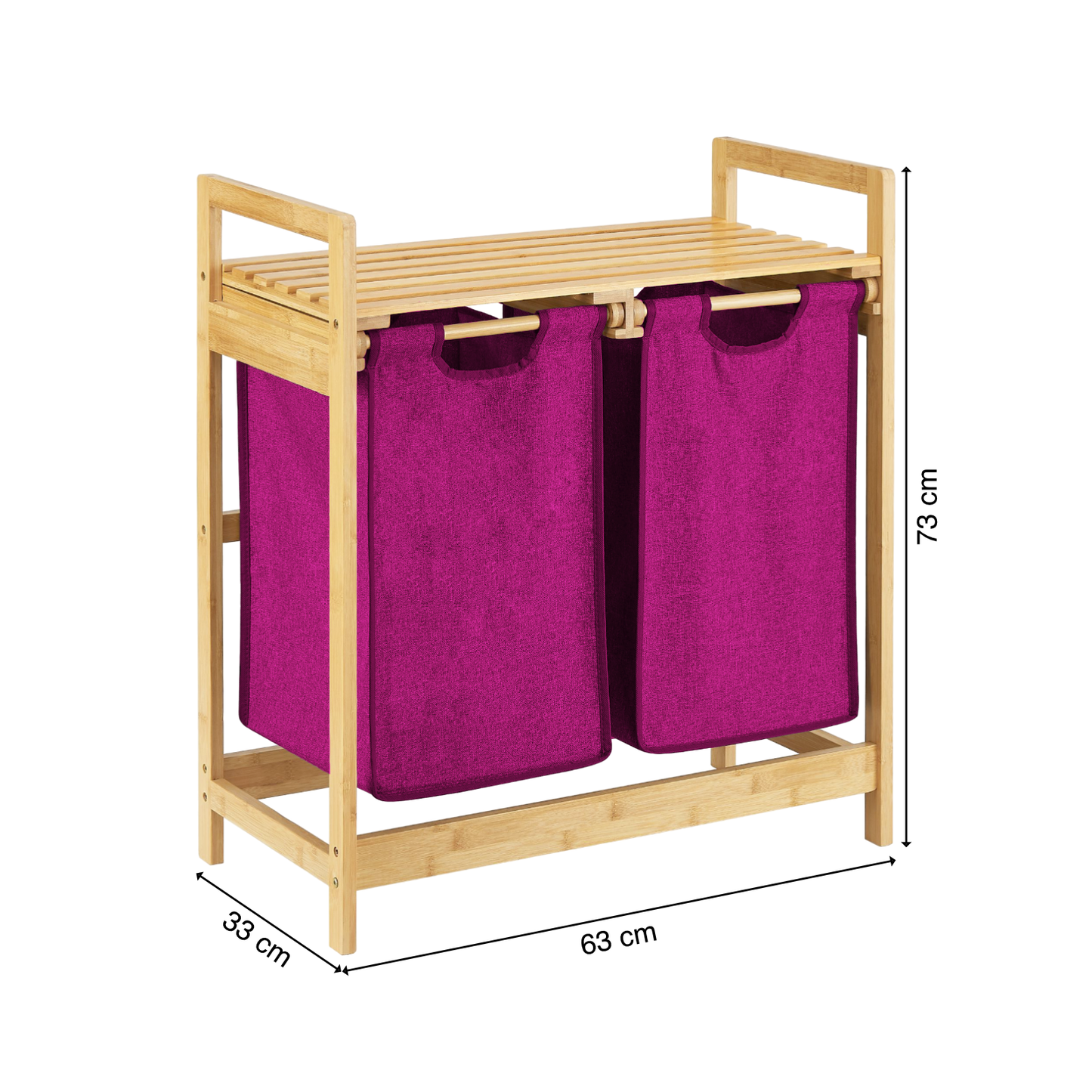 Wäschekorb | Bambus | Violett | 2x30L | Wäschesammler | Wäschesortierer