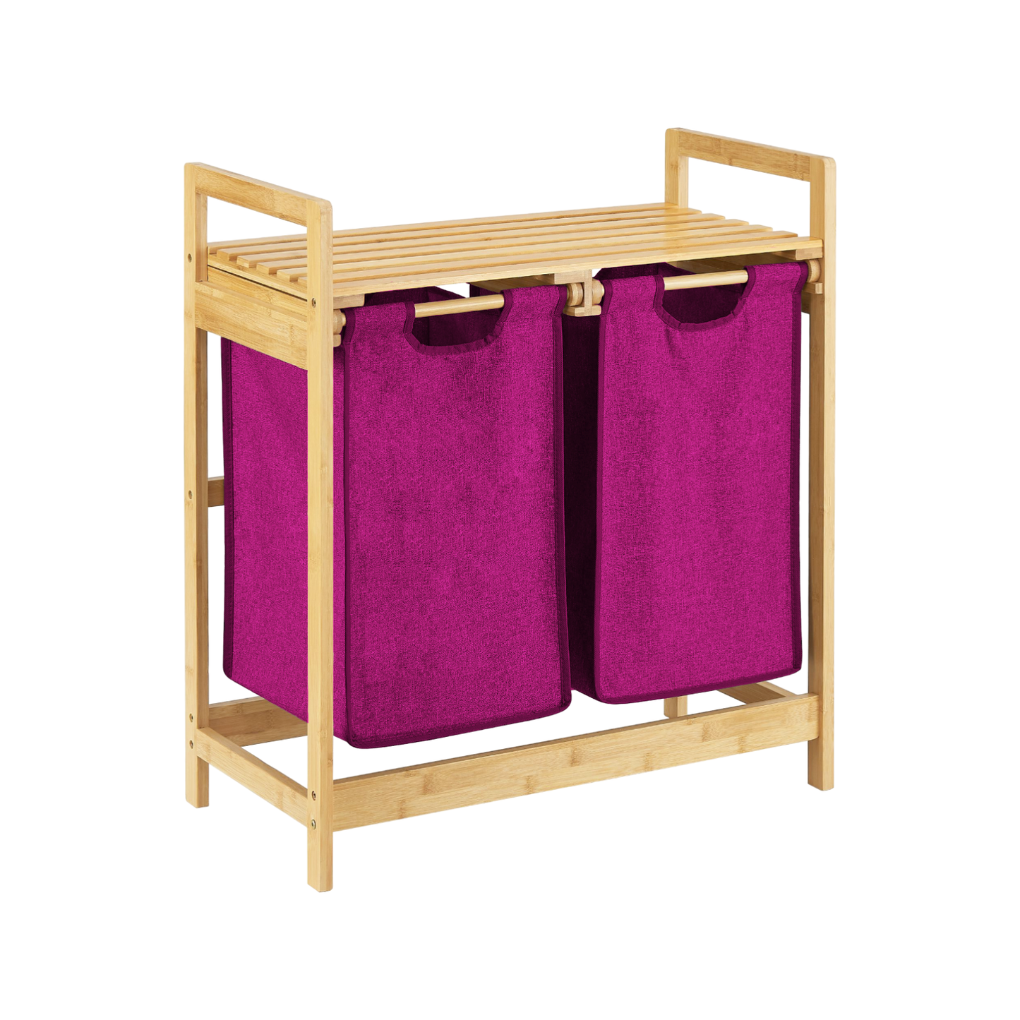 Wäschekorb | Bambus | Violett | 2x30L | Wäschesammler | Wäschesortierer