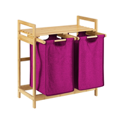 Wäschekorb | Bambus | Violett | 2x30L | Wäschesammler | Wäschesortierer