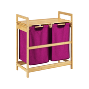 Wäschekorb | Bambus | Violett | 2x30L | Wäschesammler | Wäschesortierer